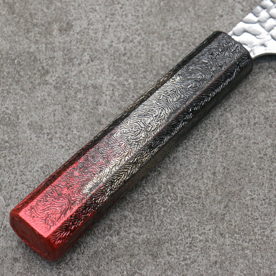 Sakai Takayuki Rinnou VG10 33 Layer Damascus Kengata Santoku 160mm Red Lacquered Handle - Japanny - Best Japanese Knife