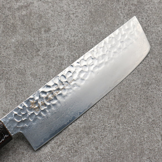 Sakai Takayuki Rinnou VG10 33 Layer Damascus Nakiri 160mm Blue Lacquered Handle - Japanny - Best Japanese Knife