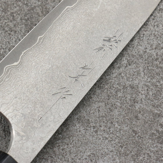 Nao Yamamoto VG10 Black Damascus Santoku 165mm Shitan Handle - Japanny - Best Japanese Knife