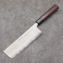  Nao Yamamoto VG10 Black Damascus Nakiri Japanese Knife 165mm Shitan Handle - Japanny - Best Japanese Knife