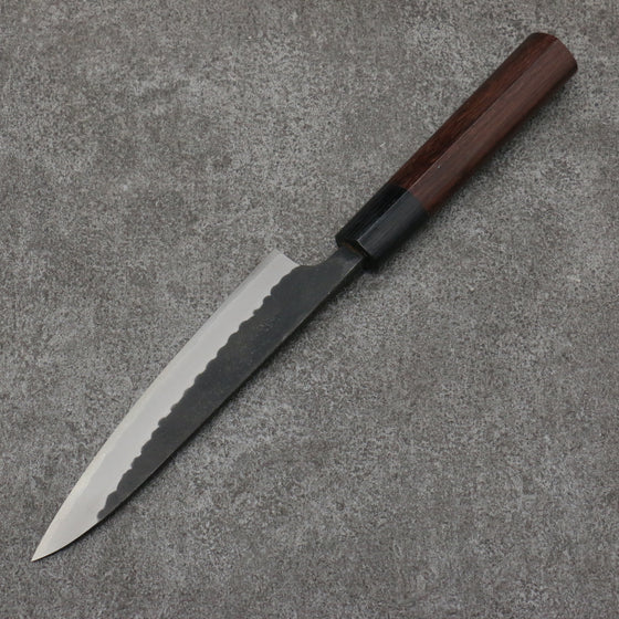 Nao Yamamoto Blue Steel Kurouchi Petty-Utility 135mm Shitan (ferrule: Black Pakka wood) Handle - Japanny - Best Japanese Knife