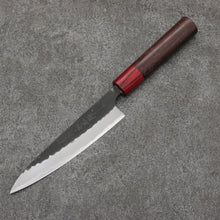  Nao Yamamoto Blue Steel Kurouchi Petty-Utility 135mm Shitan (ferrule: Red Pakka wood) Handle - Japanny - Best Japanese Knife
