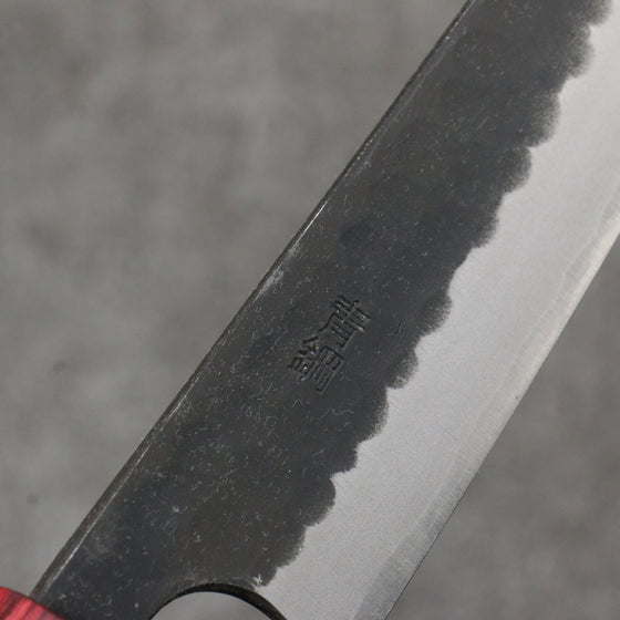 Nao Yamamoto Blue Steel Kurouchi Petty-Utility 135mm Shitan (ferrule: Red Pakka wood) Handle - Japanny - Best Japanese Knife