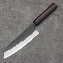  Nao Yamamoto Blue Steel Kurouchi Santoku Japanese Knife 170mm Shitan (ferrule: Black Pakka wood) Handle - Japanny - Best Japanese Knife
