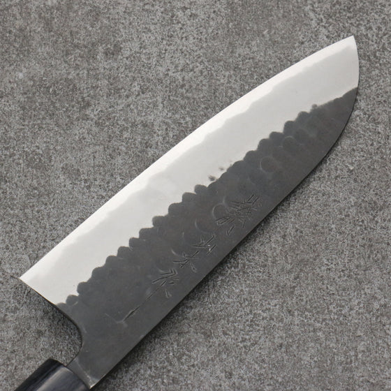 Nao Yamamoto Blue Steel Kurouchi Santoku 170mm Shitan (ferrule: Black Pakka wood) Handle - Japanny - Best Japanese Knife