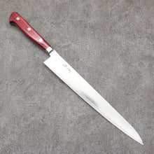  Seisuke Nami AUS10 Mirrored Finish Damascus Sujihiki  240mm Red Pakka wood Handle - Japanny - Best Japanese Knife