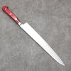 Seisuke Nami AUS10 Mirrored Finish Damascus Sujihiki  240mm Red Pakka wood Handle - Japanny - Best Japanese Knife