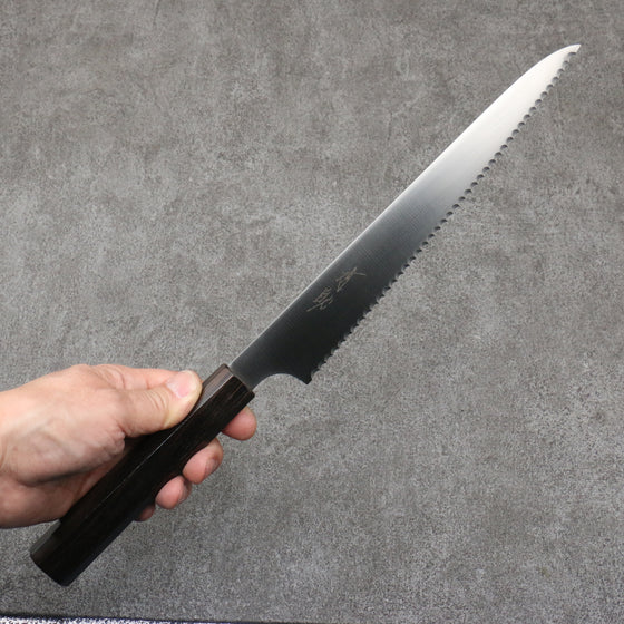 Seisuke Stainless Steel Bread Slicer  240mm Ebony Wood Handle - Japanny - Best Japanese Knife