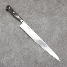  Seisuke Kagami2 AUS10 Mirrored Finish Damascus Sujihiki  240mm Brown Pakka wood Handle - Japanny - Best Japanese Knife