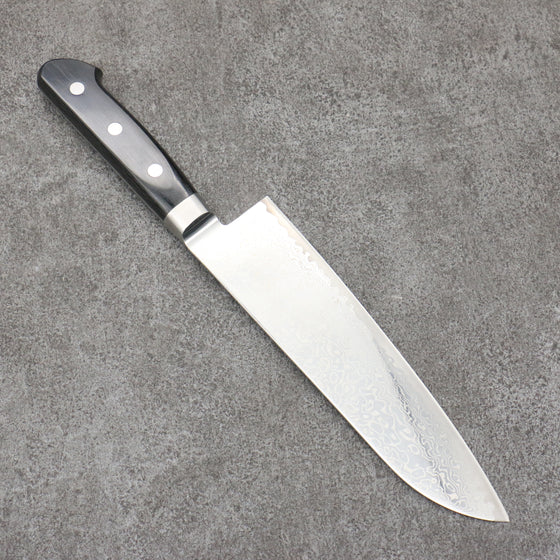 Seisuke Kagami2 AUS10 Mirrored Finish Damascus Santoku  180mm Black Pakka wood Handle - Japanny - Best Japanese Knife