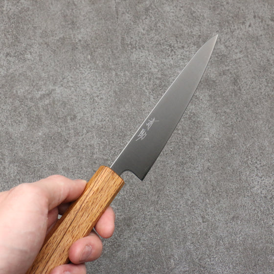 Seisuke Silver Steel No.3 Migaki Polish Finish Petty-Utility  135mm White Oak Handle - Japanny - Best Japanese Knife