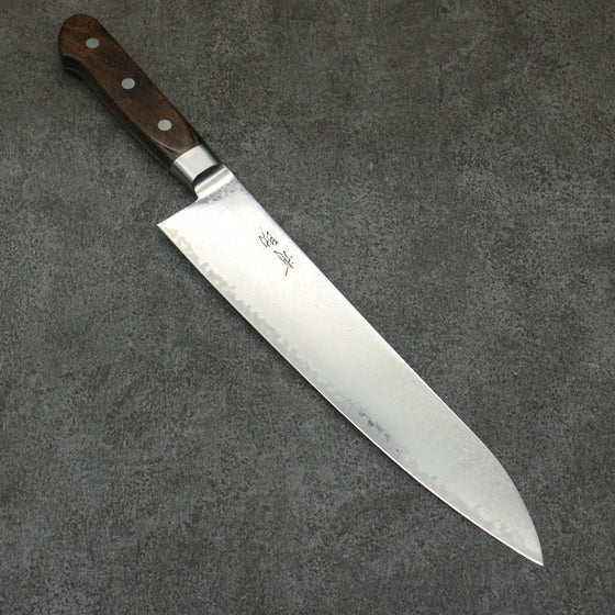 Seisuke Kagami2 AUS10 Mirrored Finish Damascus Gyuto  240mm Brown Pakka wood Handle - Japanny - Best Japanese Knife
