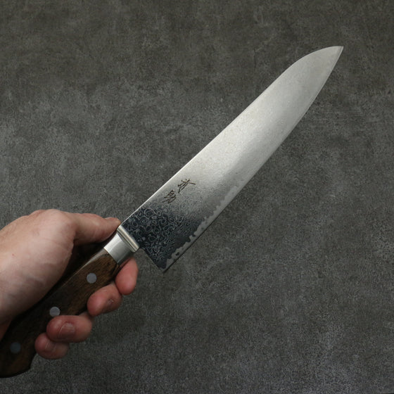 Seisuke Kagami2 AUS10 Mirrored Finish Damascus Gyuto  240mm Brown Pakka wood Handle - Japanny - Best Japanese Knife
