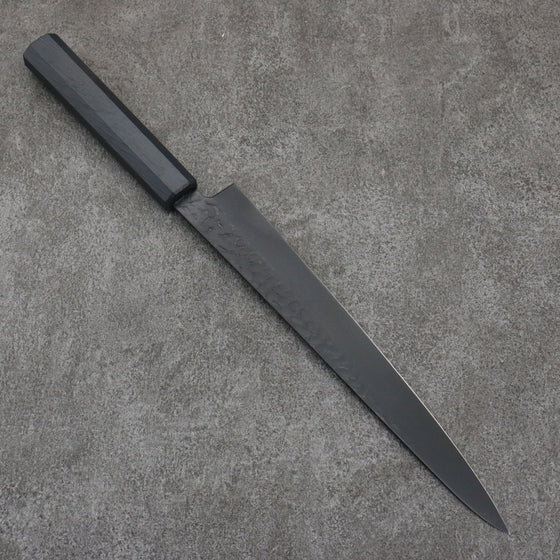 Sakai Takayuki Kurokage VG10 Hammered Teflon Coating Sujihiki  240mm Black Lacquered Handle - Japanny - Best Japanese Knife