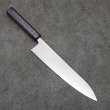  Seisuke White Steel No.1 Migaki Polish Finish Gyuto  240mm Oak with Purple Lacquer Handle - Japanny - Best Japanese Knife