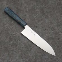  Seisuke Blue Super Migaki Polish Finish Santoku  180mm Stabilized wood Handle - Japanny - Best Japanese Knife