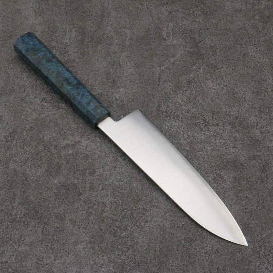 Seisuke Blue Super Migaki Polish Finish Santoku  180mm Stabilized wood Handle - Japanny - Best Japanese Knife