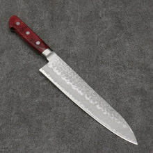  Seisuke Blue Super Hammered Gyuto  210mm Red Pakka wood Handle - Japanny - Best Japanese Knife