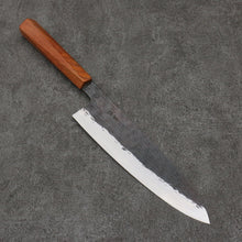  Isamitsu Abe White Steel No.1 Hammered Gyuto  210mm Oak (pentagonal) Handle - Japanny - Best Japanese Knife