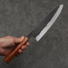 Isamitsu Abe White Steel No.1 Hammered Gyuto  210mm Oak (pentagonal) Handle - Japanny - Best Japanese Knife