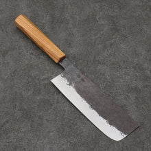  Isamitsu Abe White Steel No.1 Hammered Nakiri  165mm Oak (pentagonal) Handle - Japanny - Best Japanese Knife