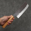 Isamitsu Abe White Steel No.1 Hammered Nakiri  165mm Oak (pentagonal) Handle - Japanny - Best Japanese Knife