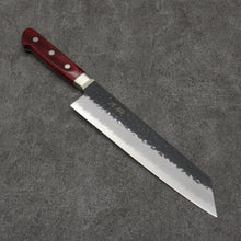  Seisuke Blue Super Hammered Kurouchi Kiritsuke Gyuto  210mm Red Pakka wood Handle - Japanny - Best Japanese Knife