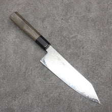  Seisuke VG10 Black Damascus Mirrored Finish Kiritsuke Santoku  180mm Gray Pakka wood Handle - Japanny - Best Japanese Knife