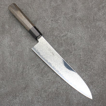  Seisuke VG10 Black Damascus Mirrored Finish Gyuto  210mm Gray Pakka wood Handle - Japanny - Best Japanese Knife