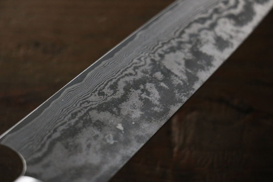 Takeshi Saji VG10 Black Damascus Gyuto 210mm Cow Bone Handle - Japanny - Best Japanese Knife