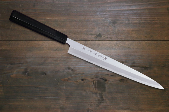Sakai Takayuki Blue Steel No.2 Yanagiba Ebony Wood Handle - Japanny - Best Japanese Knife