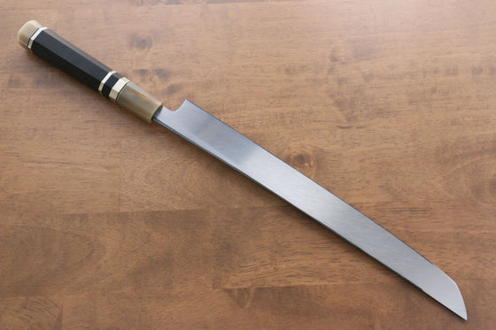 Jikko Shiko White Steel Sakimaru Yanagiba 300mm Ebony with Double Ring Handle - Japanny - Best Japanese Knife