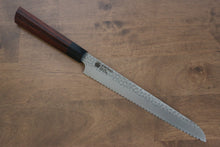  Seki Kanetsugu Heptagon Wood VG10 Hammered Bread Slicer 210mm Pakka wood (heptagonal) Handle - Japanny - Best Japanese Knife