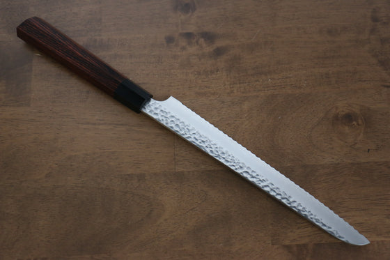 Seki Kanetsugu Heptagon Wood VG10 Hammered Petty Knife & Gyuto & Bread Knife Set - Japanny - Best Japanese Knife