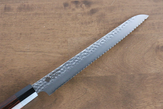 Seki Kanetsugu Heptagon Wood VG10 Hammered Bread Slicer 210mm Pakka wood (heptagonal) Handle - Japanny - Best Japanese Knife