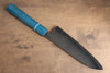 Seisuke VG5 Nashiji Black Dye Santoku 165mm Blue Canvas with Micarta Handle - Japanny - Best Japanese Knife