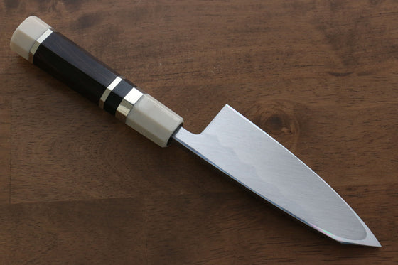 Jikko Shiko Blue Steel Kiritsuke Deba 120mm Ebony with Double Ring Handle - Japanny - Best Japanese Knife