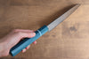 Seisuke VG5 Nashiji Black Dye Santoku 165mm Blue Canvas with Micarta Handle - Japanny - Best Japanese Knife