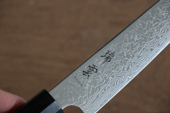 Seki Kanetsugu ZUIUN SPG2 Mirrored Finish Damascus Kiritsuke Petty-Utility 150mm Pakka wood with white ring (heptagonal) Handle - Japanny - Best Japanese Knife