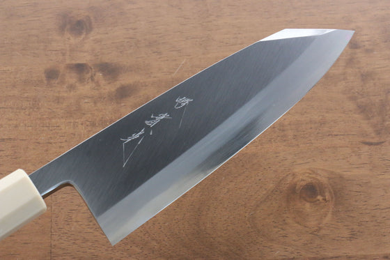 Jikko Shiko Blue Steel Kiritsuke Deba  180mm Ebony with Double Ring Handle - Japanny - Best Japanese Knife