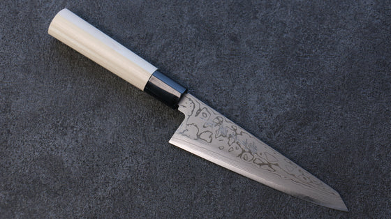 Hideo Kitaoka Blue Steel No.2 Damascus Honesuki Boning 150mm Magnolia Handle - Japanny - Best Japanese Knife