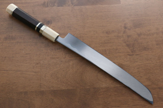 Jikko Shiko Blue Steel Sakimaru Yanagiba  240mm Ebony with Double Ring Handle - Japanny - Best Japanese Knife