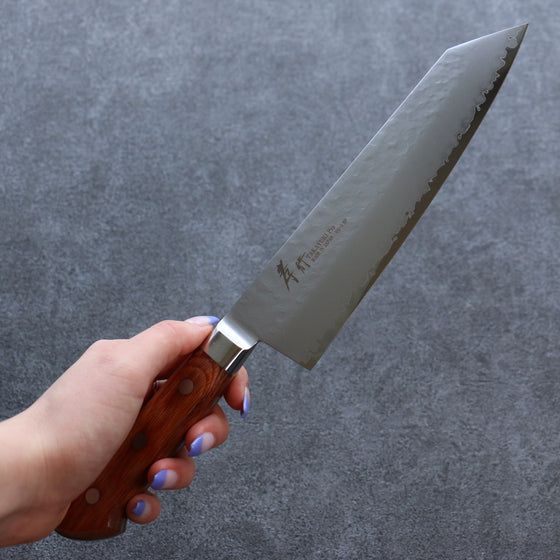Sakai Takayuki VG5 Hammered Kiritsuke Gyuto  190mm Brown Pakka wood Handle - Japanny - Best Japanese Knife