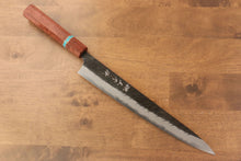  Yu Kurosaki Fujin Blue Super Hammered Sujihiki 270mm Maple(With turquoise ring Brown) Handle - Japanny - Best Japanese Knife