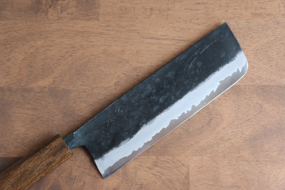 Kyohei Shindo Blue Steel Black Finished Nakiri 165mm Live oak Lacquered Handle - Japanny - Best Japanese Knife