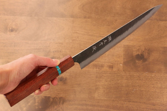 Yu Kurosaki Fujin Blue Super Hammered Sujihiki 270mm Maple(With turquoise ring Brown) Handle - Japanny - Best Japanese Knife