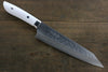Takeshi Saji SRS13 Hammered Damascus Gyuto Japanese Knife 210mm White Stone Handle - Japanny - Best Japanese Knife