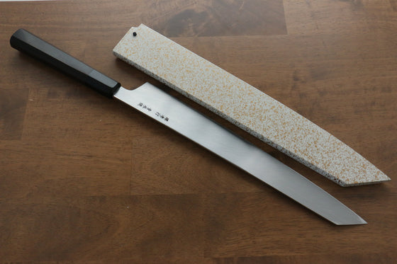 Sakai Takayuki Hien Blue Steel No.2 Honyaki Mirrored Finish Kiritsuke Yanagiba 300mm Ebony Wood Handle with Sheath - Japanny - Best Japanese Knife