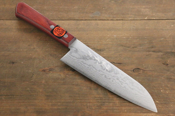 Shigeki Tanaka VG10 17 Layer Damascus Hand Forged Japanese Chef's Santoku Knife 165mm - Japanny - Best Japanese Knife