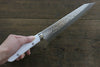 Takeshi Saji SRS13 Hammered Damascus Gyuto Japanese Knife 210mm White Stone Handle - Japanny - Best Japanese Knife